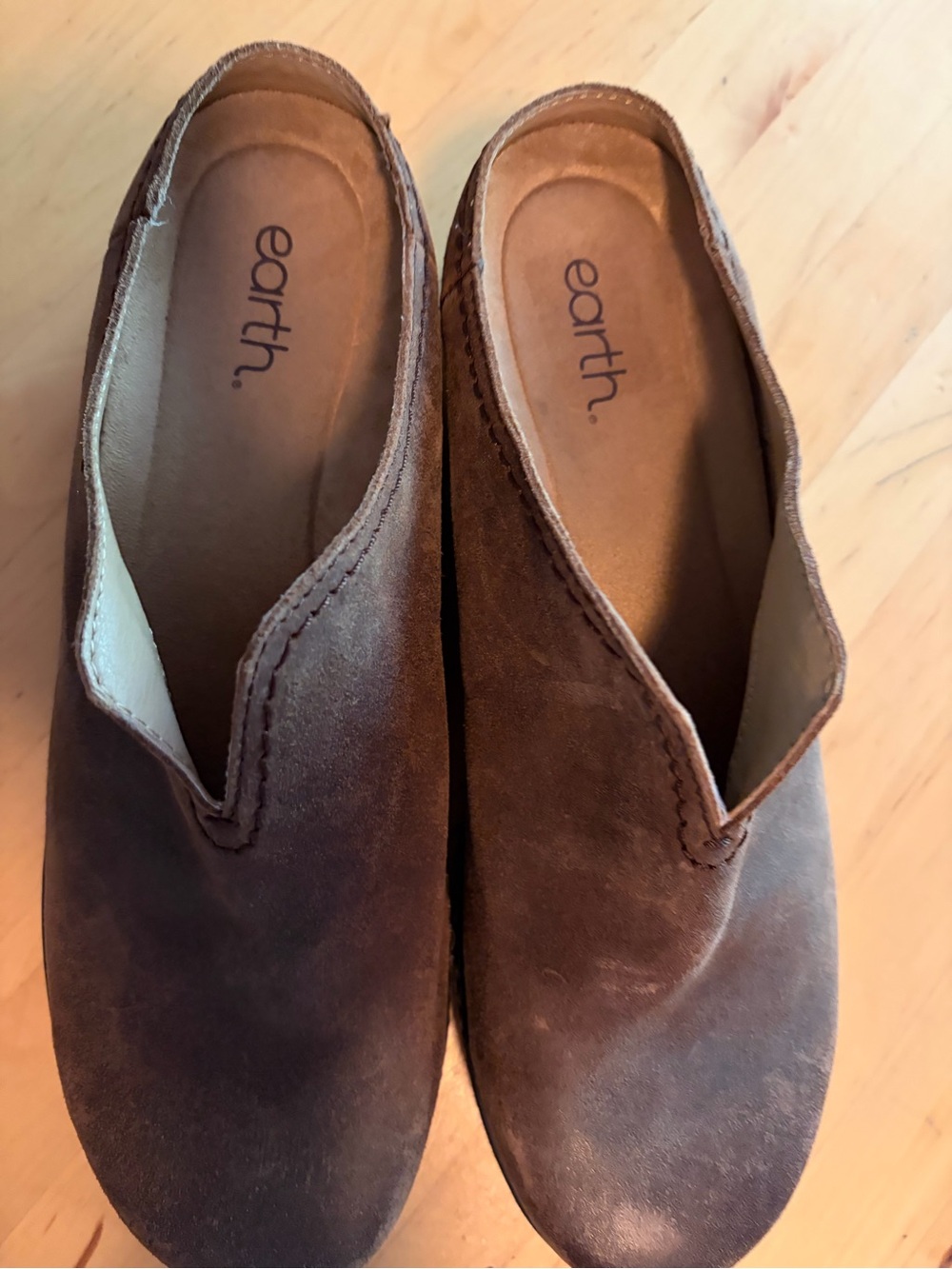 Earth Brown Suede Slip-On Loafers for Women - Picture 2 of 5
